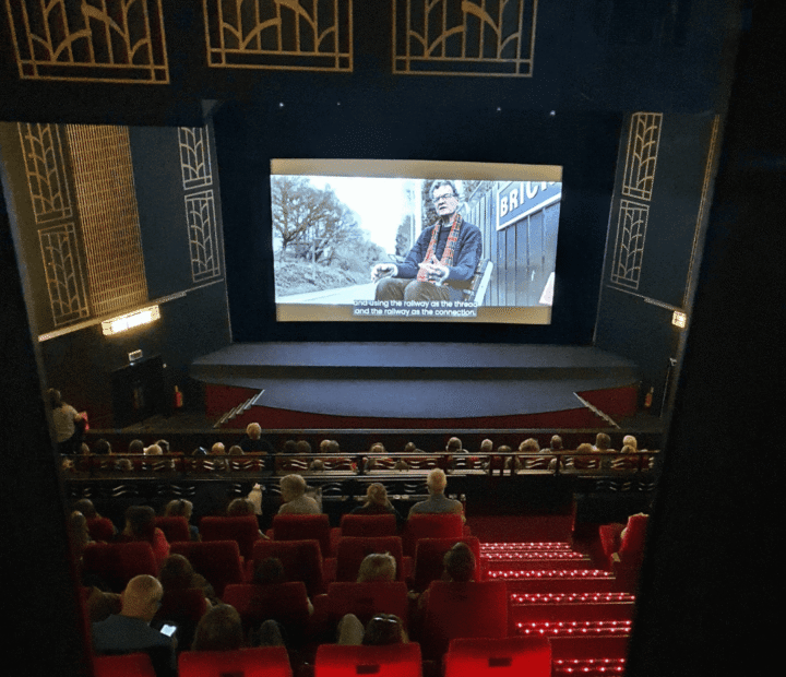 People watching a film in a cinema