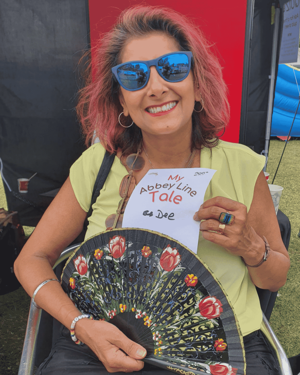 A person holding a sign