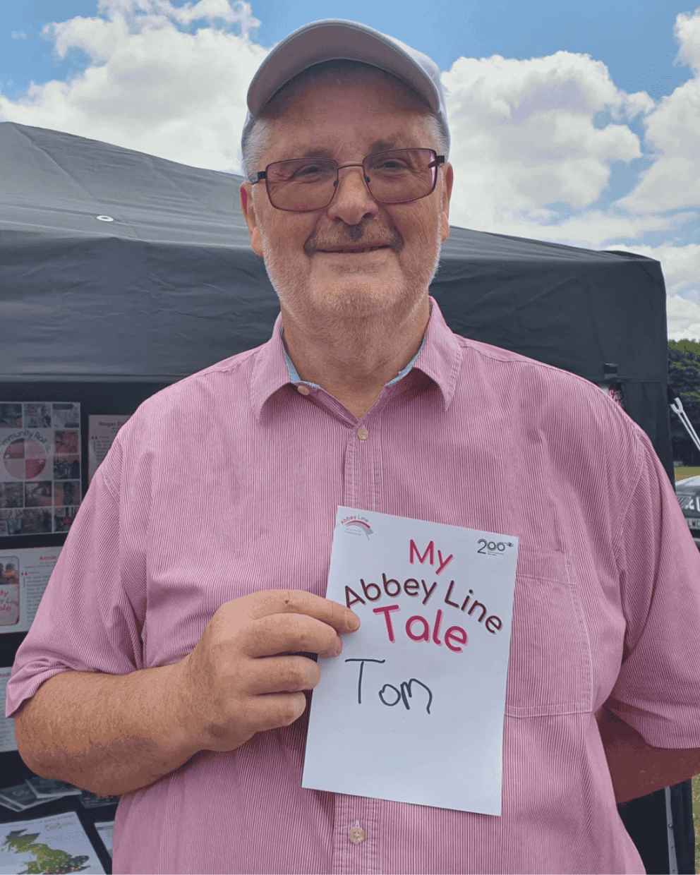 A person holding up a sign