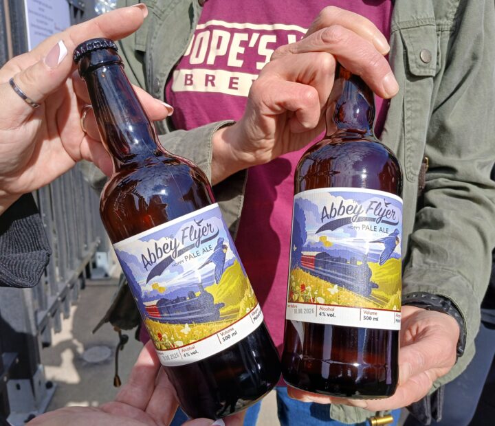 Close up of beer bottles
