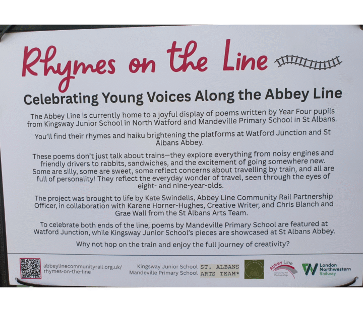 An information board about a school poetry project