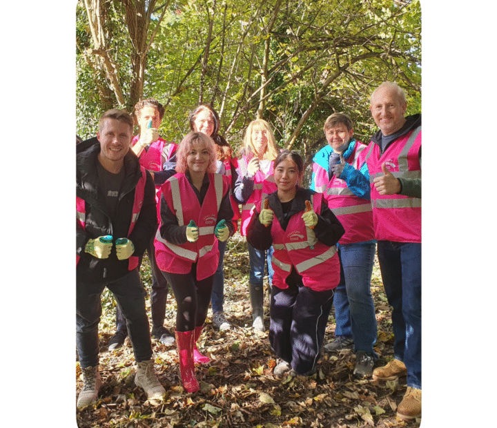 Volunteers at a community garden