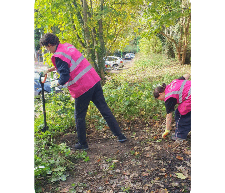 Volunteers at a community garden