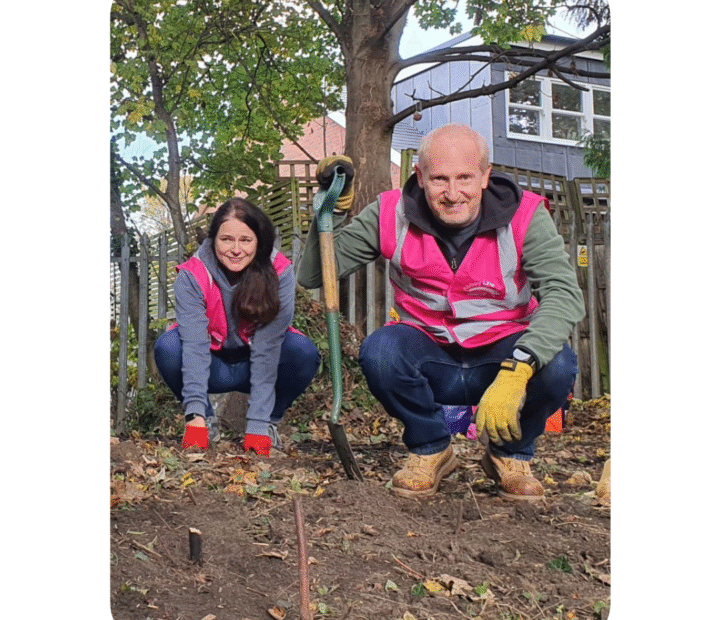 Volunteers at a community garden
