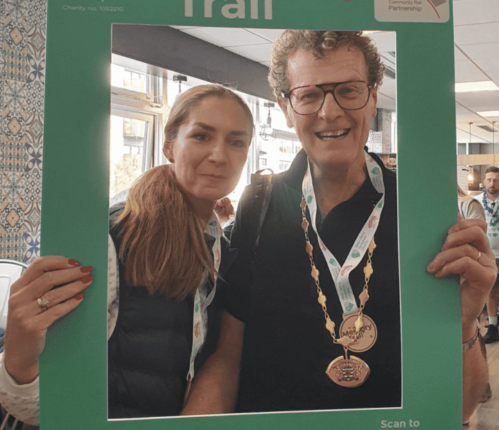 Sponsored walkers at the finish line