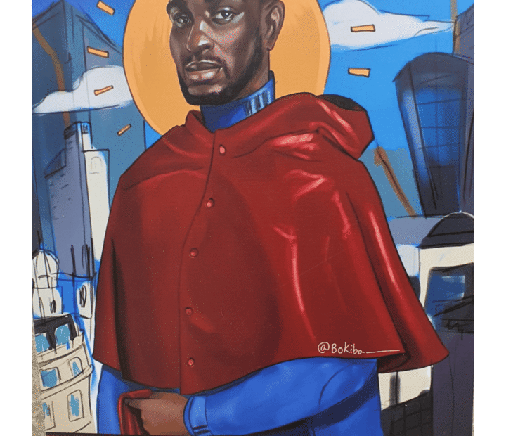 Art exhibition at a train station