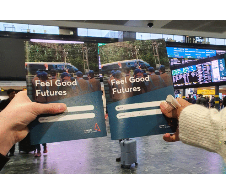 Students holding up activity books Feel Good Futures