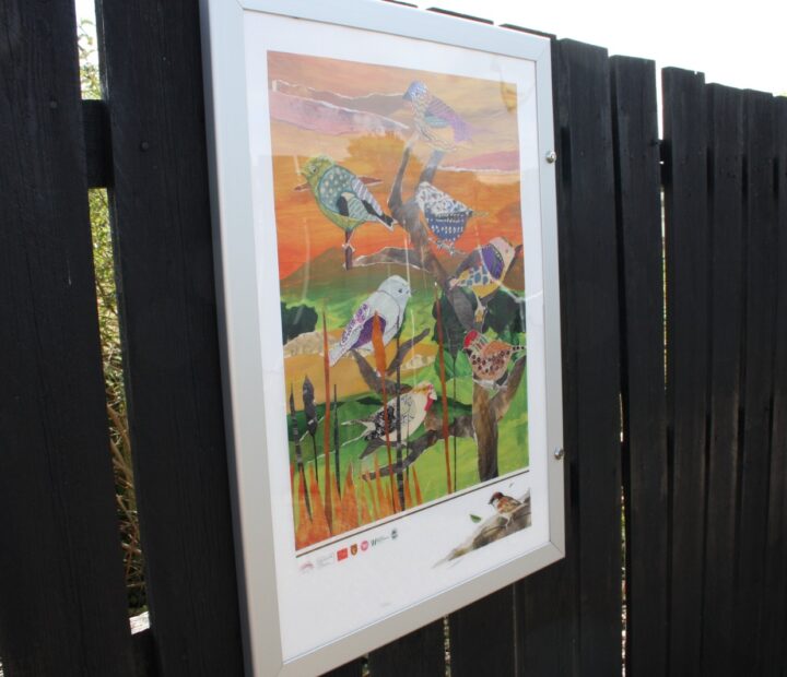 A community art exhibition at a railway station