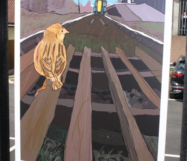 A community art exhibition at a railway station