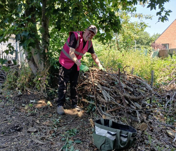 A person in a community garden