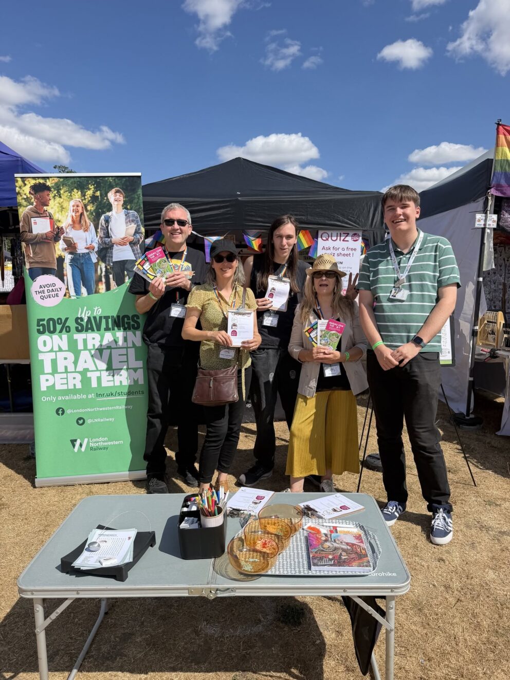 People in front of a festival stall